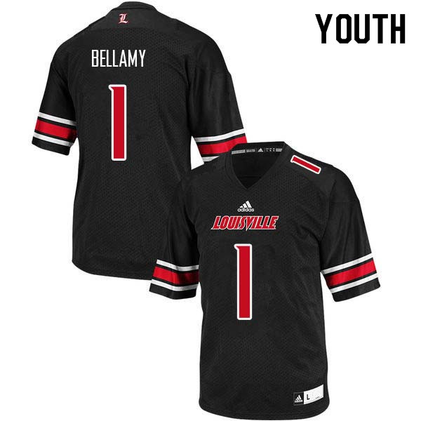 Youth Louisville Cardinals #1 Joshua Bellamy College Football Jerseys Sale-Black